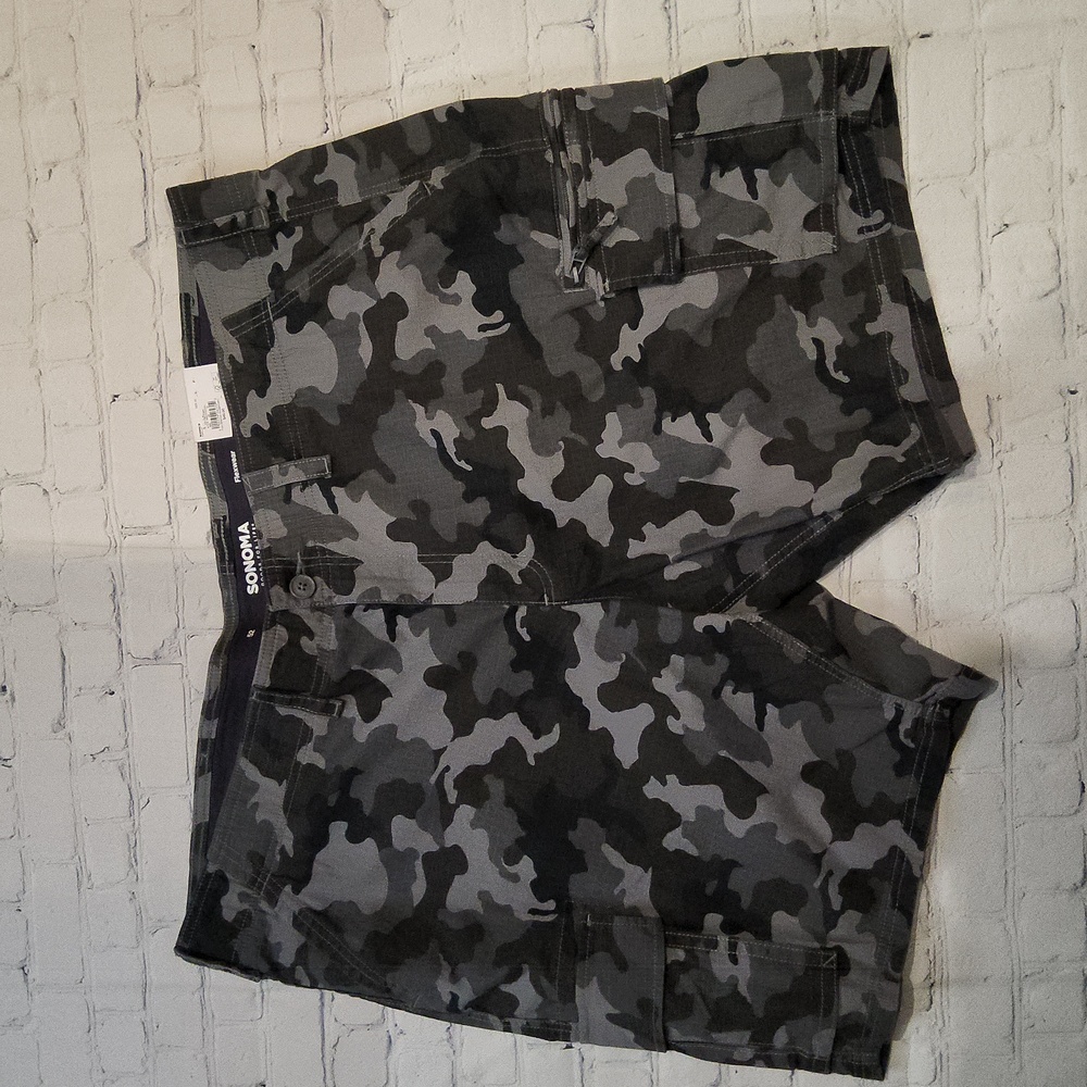 Kohls sonoma big & tall ripstop camo cargo short flexwear 10" inseam
